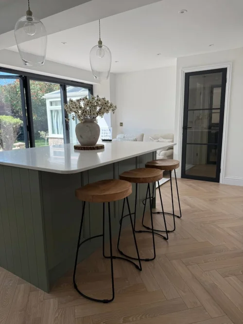 kitchen island woodwork installation in South Wales